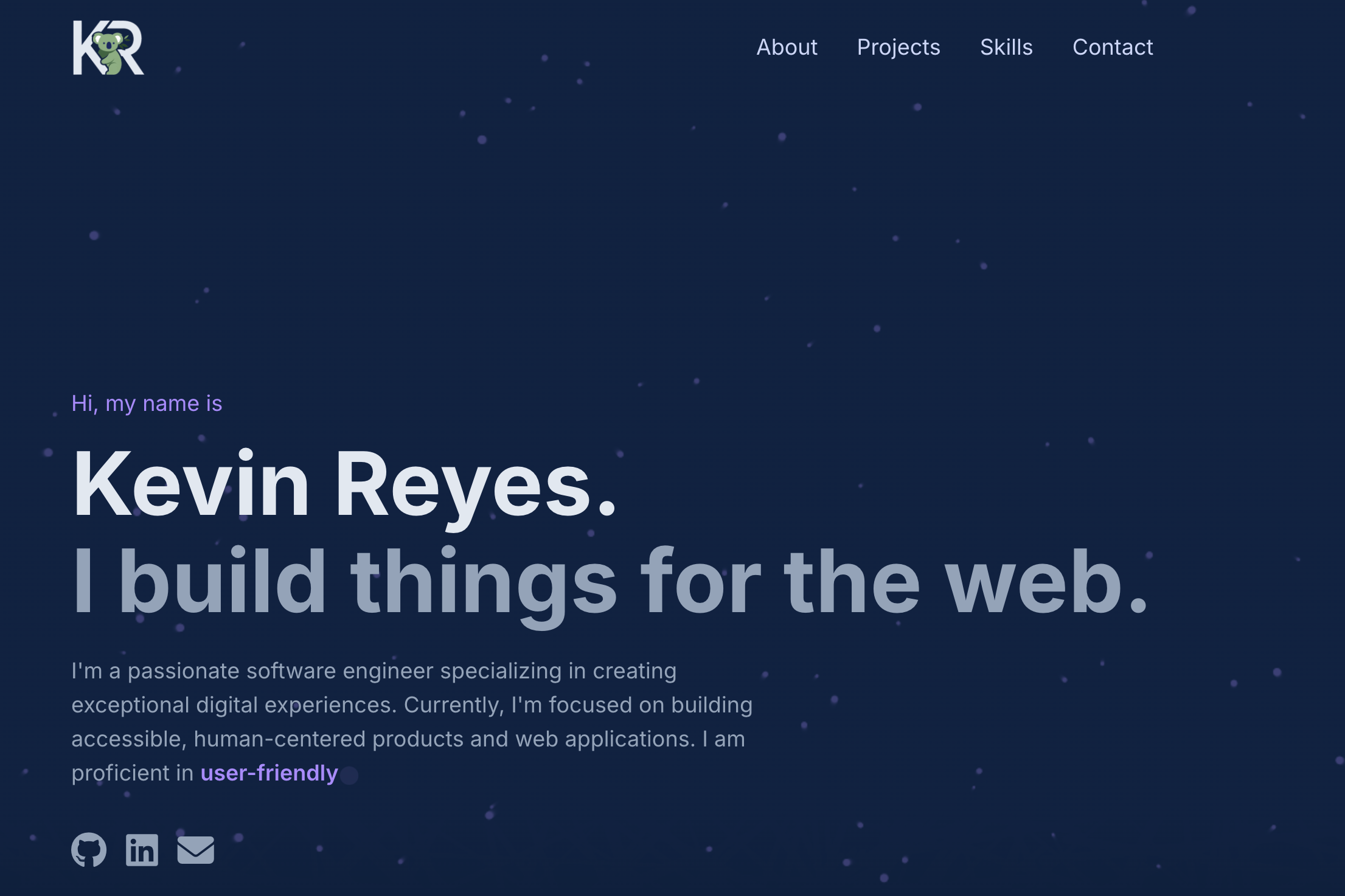 Kevin Reyes Personal Portfolio Website - Software Engineer Santa Clarita CA